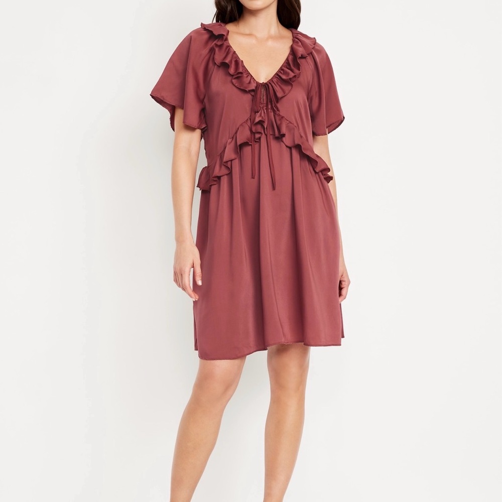 Old Navy Burgundy Ruffled Mini Dress